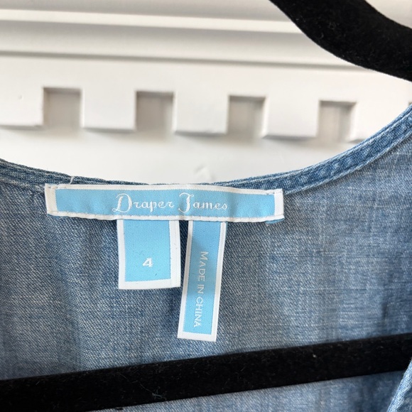 Draper James Denim Blue Wrap Romper with Ruffle Trim - Picture 2 of 4